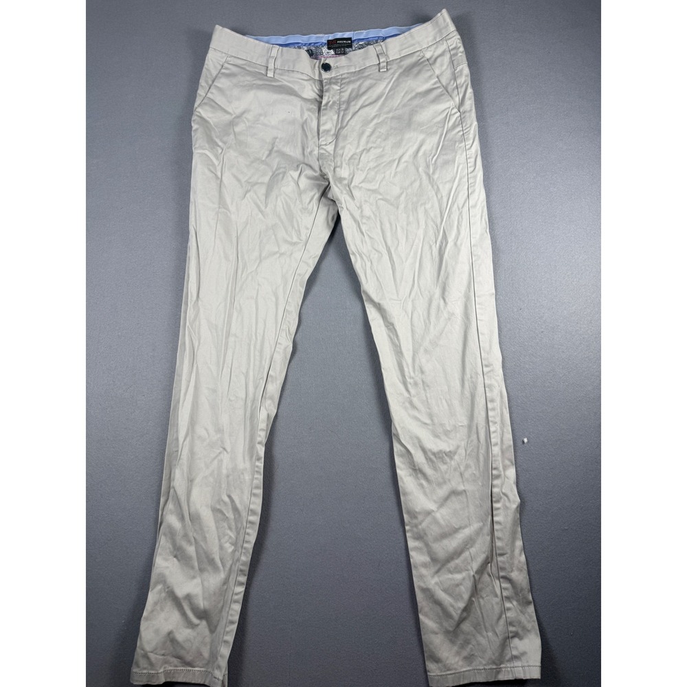 TR Premium Mens Chino Pants Light Gray Slim Fit Flat Front Size 36 x 32